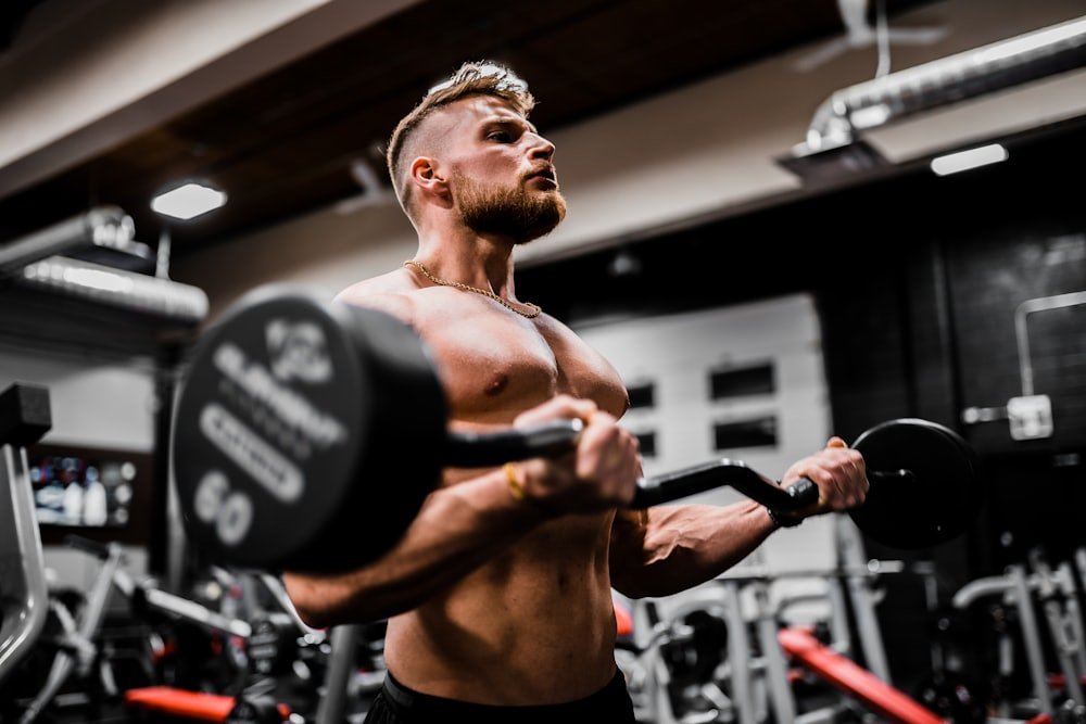 Weight training in a gym